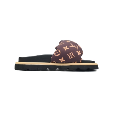  Brown Yellow Bread Pattern LOUIS VUITTON Velcro Pool Slides Pool Pillow Comfort 02