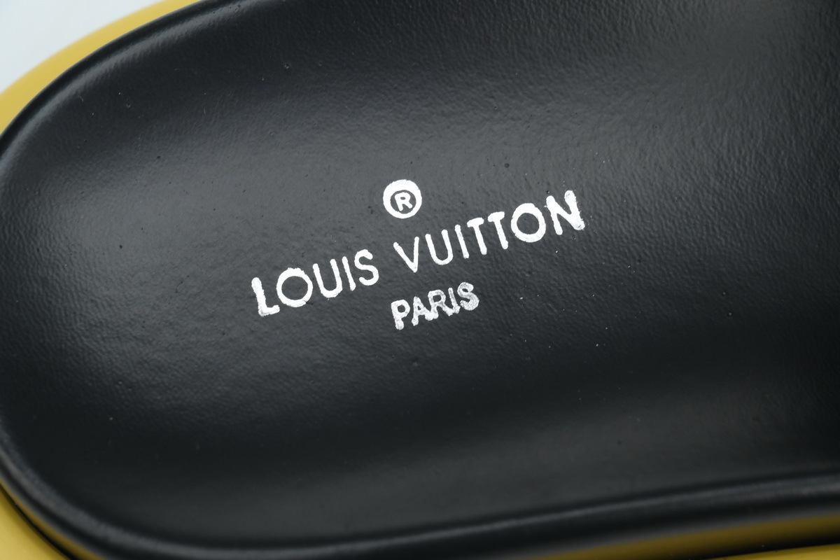  Brown Yellow Label LOUIS VUITTON Velcro Pool Slides Pool Pillow Comfort