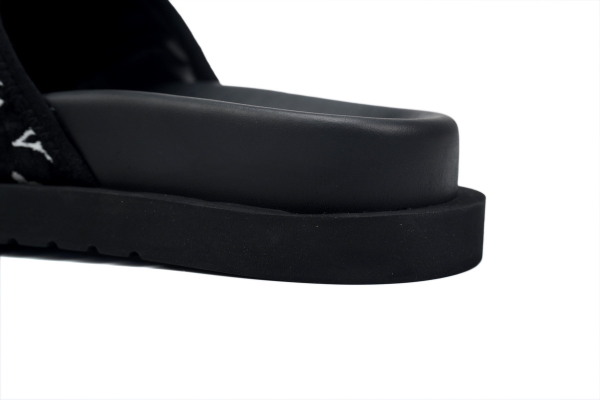  Flocked Black LOUIS VUITTON Miami Velcro Pool Slides