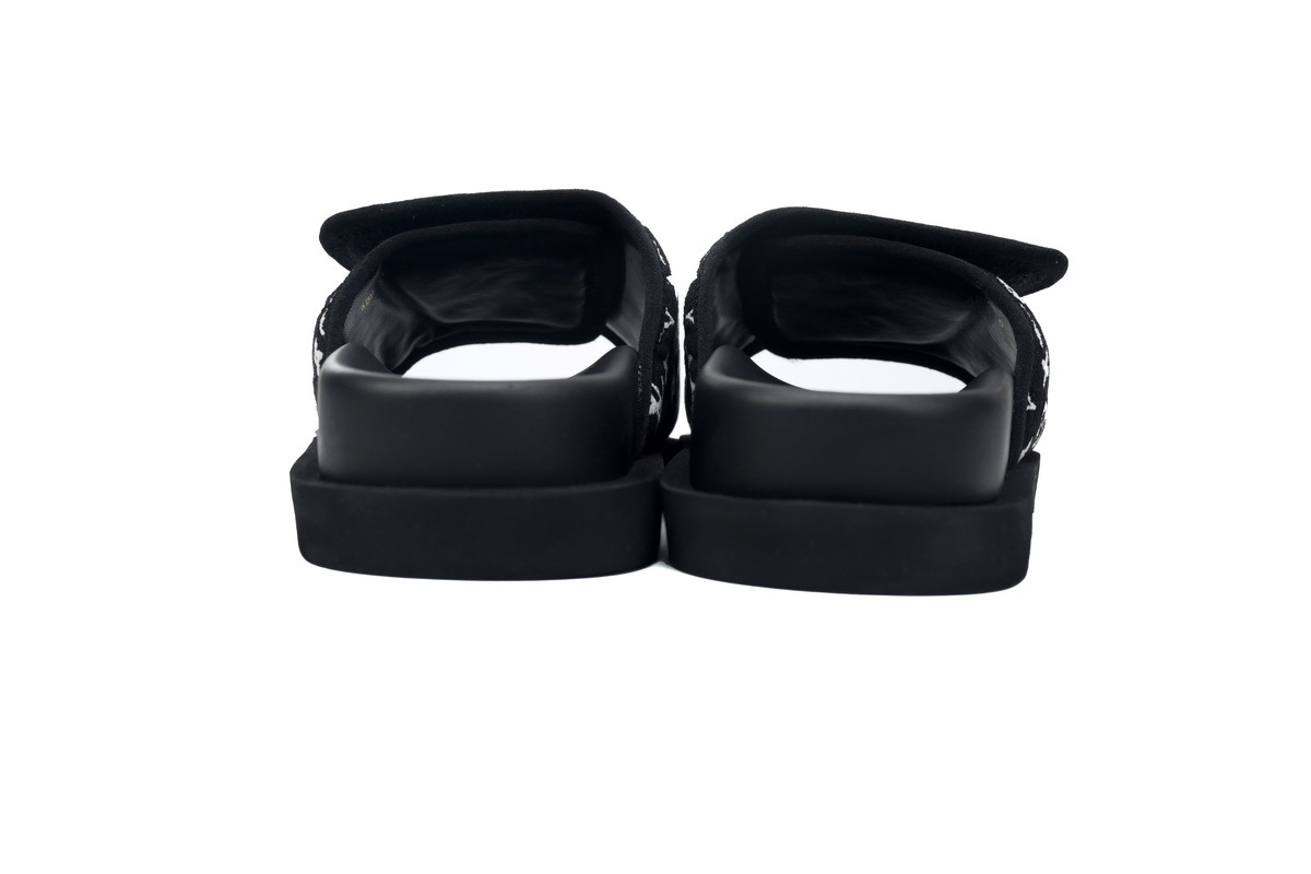  Flocked Black LOUIS VUITTON Miami Velcro Pool Slides