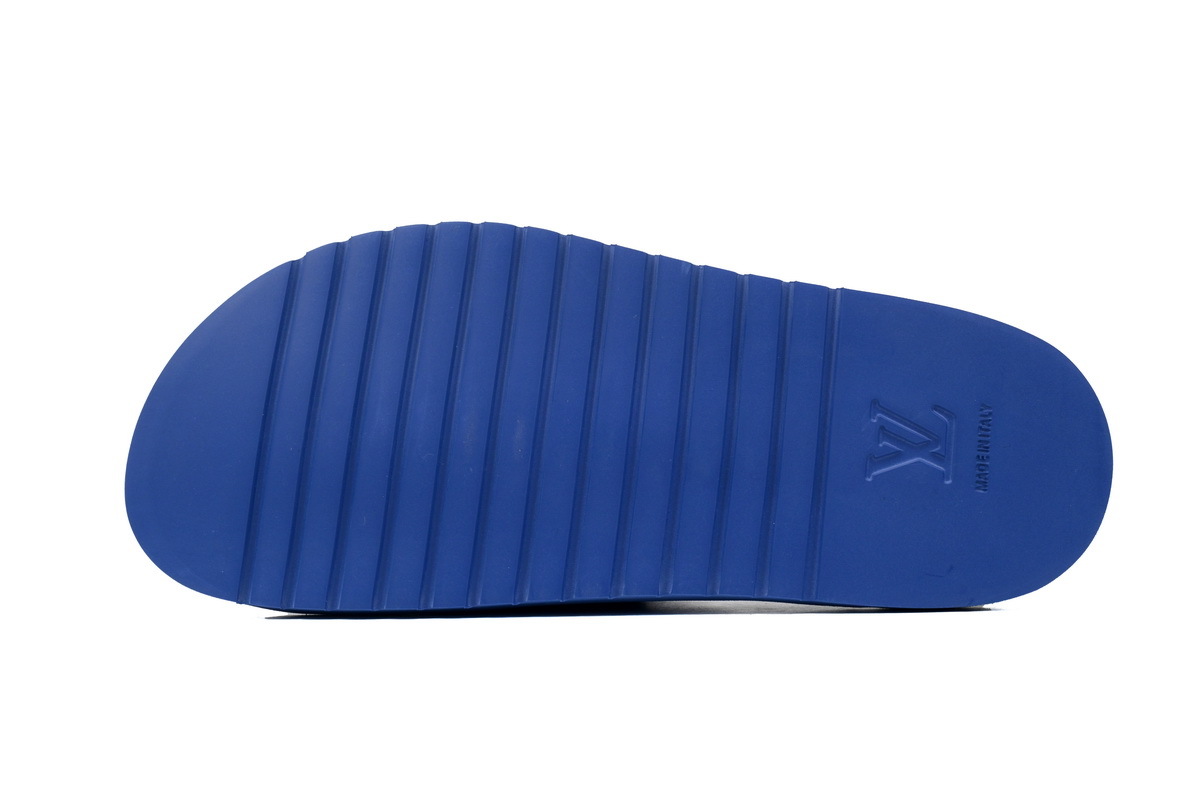  Flocked Blue LOUIS VUITTON Miami Velcro Pool Slides