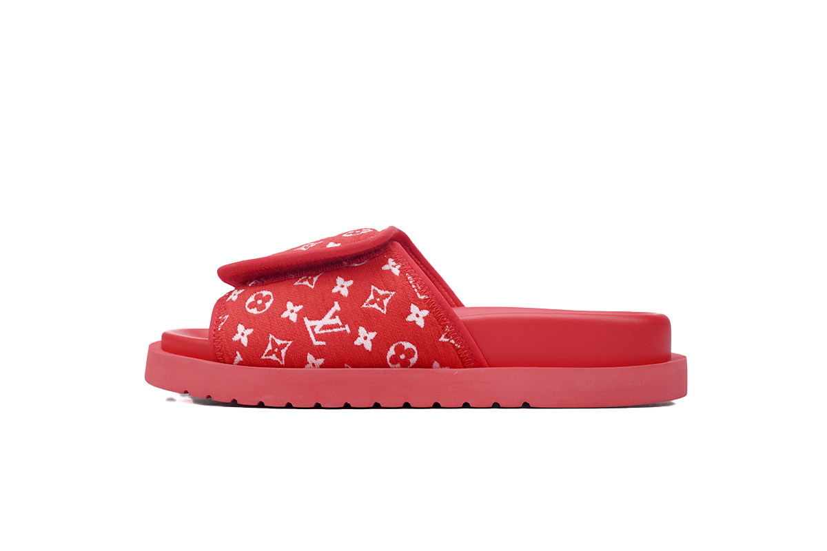  Flocked Red LOUIS VUITTON Miami Velcro Pool Slides