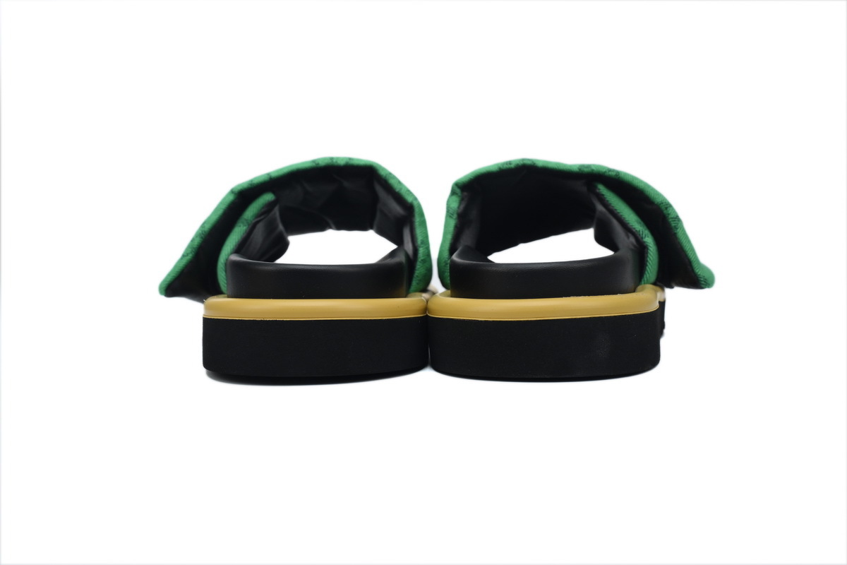  Green Denim Yellow Label LOUIS VUITTON Velcro Pool Slides Pool Pillow