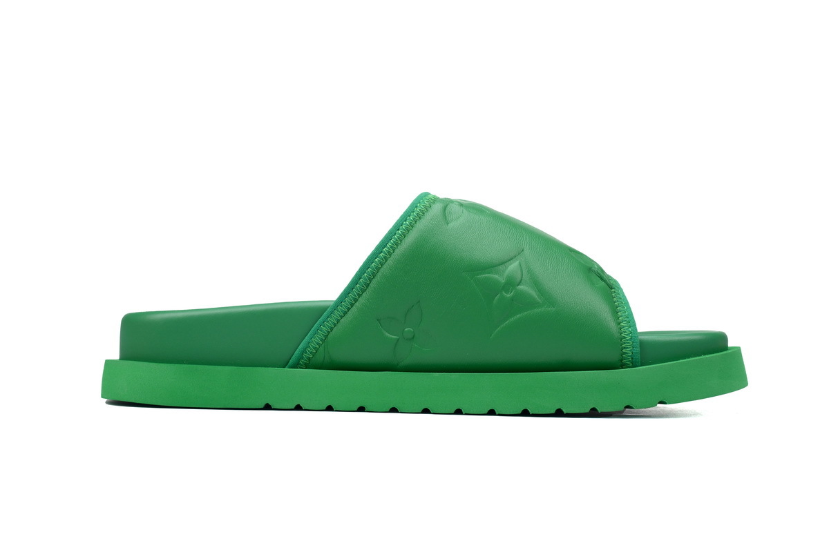 Green Embossed LOUIS VUITTON Miami Velcro Pool Slides