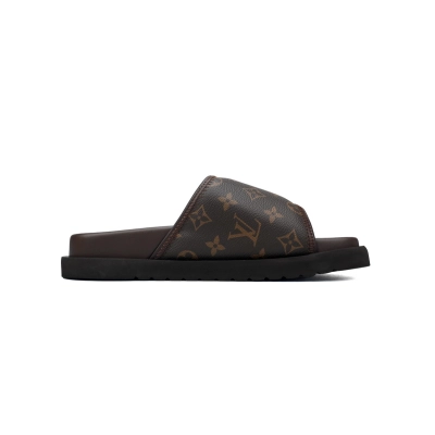  Khaki Vintage LOUIS VUITTON Miami Velcro Pool Slides 02