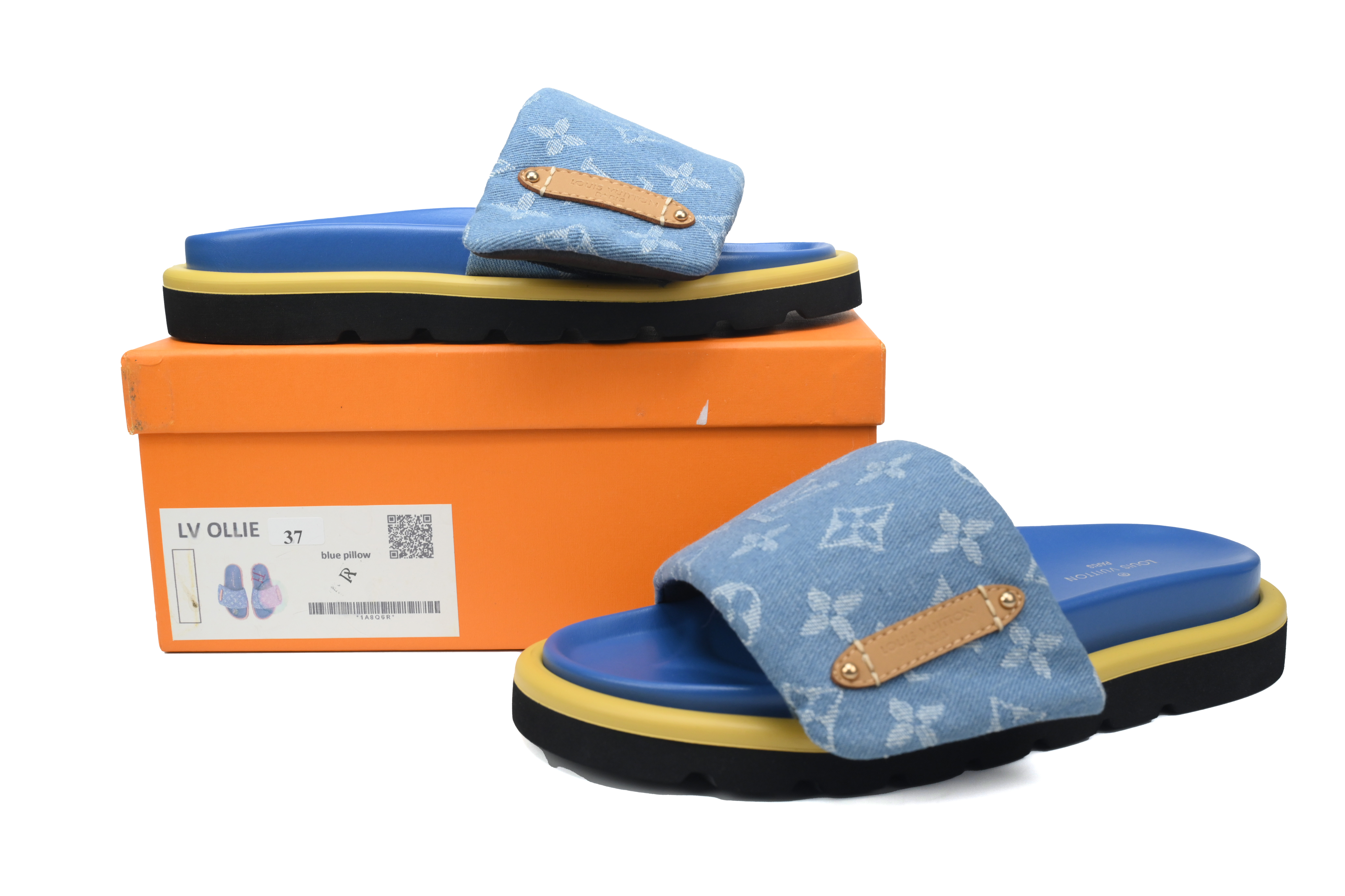  Light Blue Denim LOUIS VUITTON Velcro Pool Slides Pool Pillow