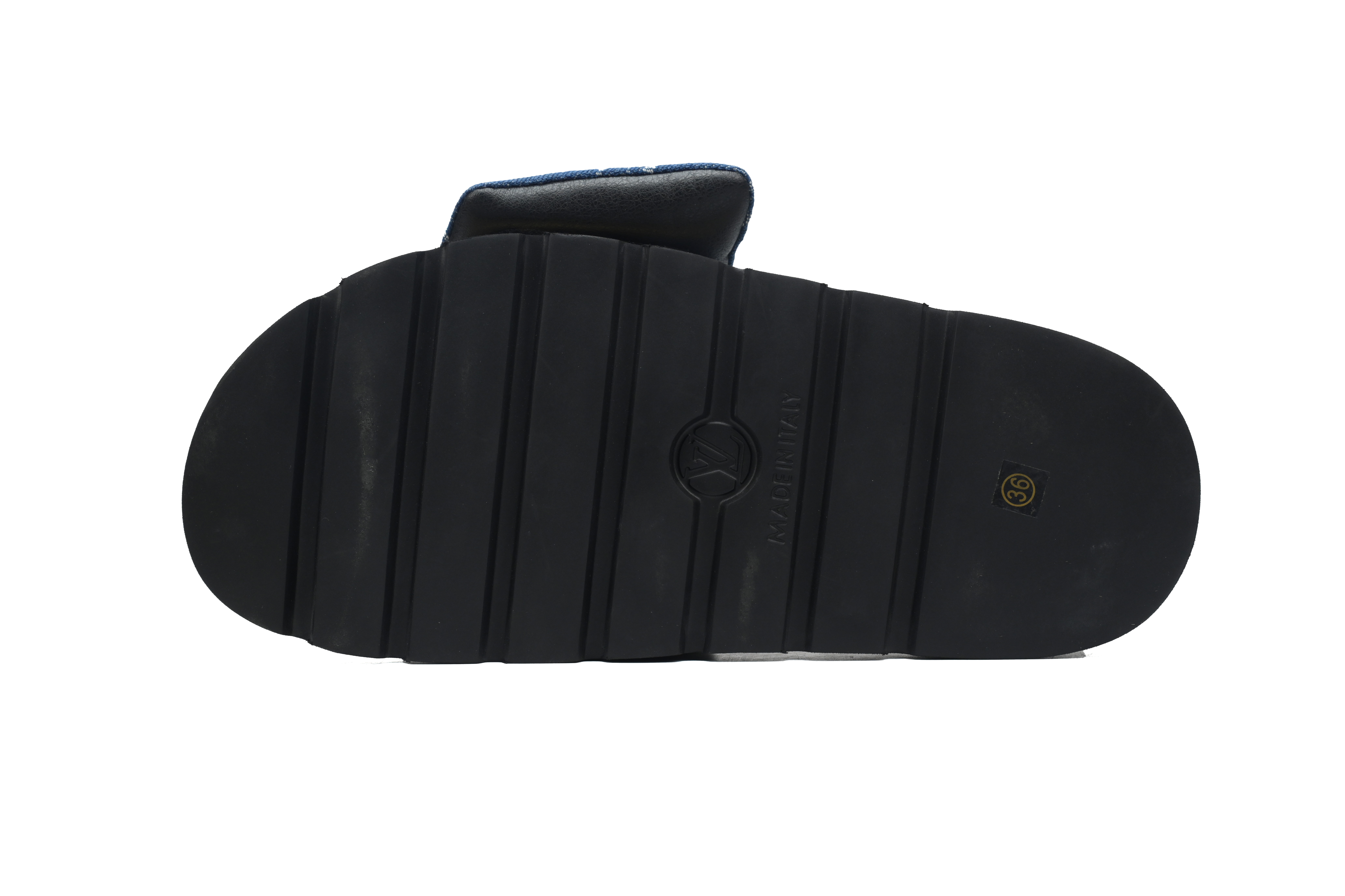  Navy Blue Denim LOUIS VUITTON Velcro Pool Slides Pool Pillow
