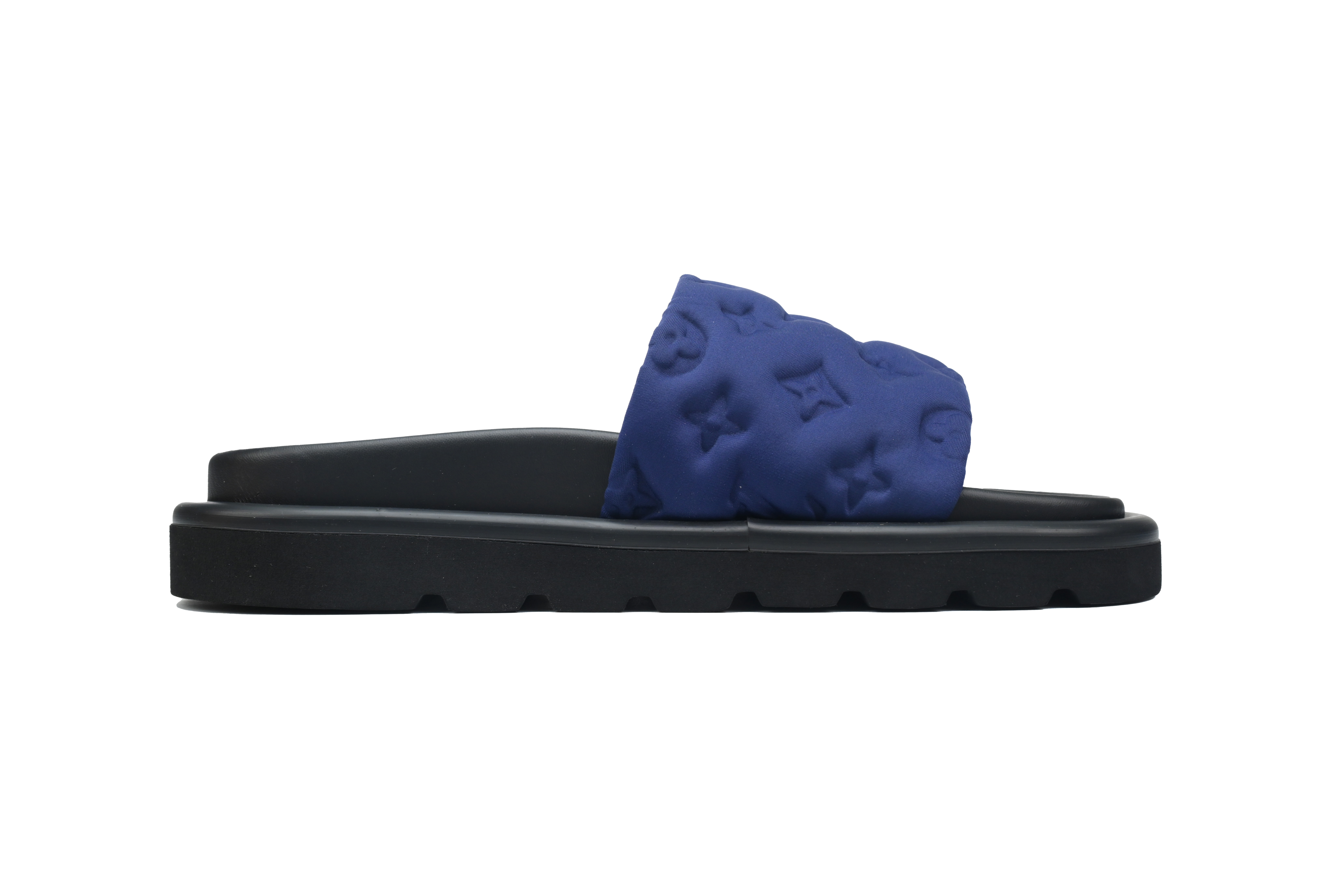  Navy Blue LOUIS VUITTON Velcro Pool Slides Pool Pillow Comfort