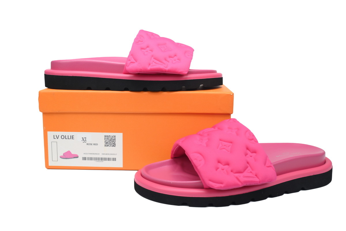  Pink LOUIS VUITTON Velcro Pool Slides Pool Pillow Comfort