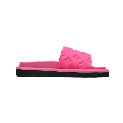  Pink LOUIS VUITTON Velcro Pool Slides Pool Pillow Comfort 02