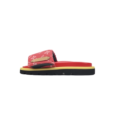  Red Denim LOUIS VUITTON Velcro Pool Slides Pool Pillow 01