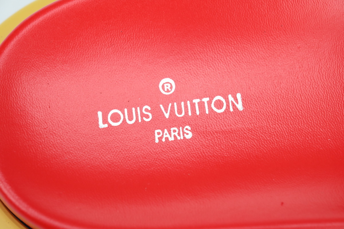 Red Denim LOUIS VUITTON Velcro Pool Slides Pool Pillow
