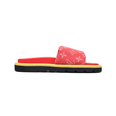  Red Denim LOUIS VUITTON Velcro Pool Slides Pool Pillow 02