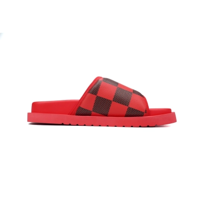  Red Vintage LOUIS VUITTON Miami Velcro Pool Slides 02