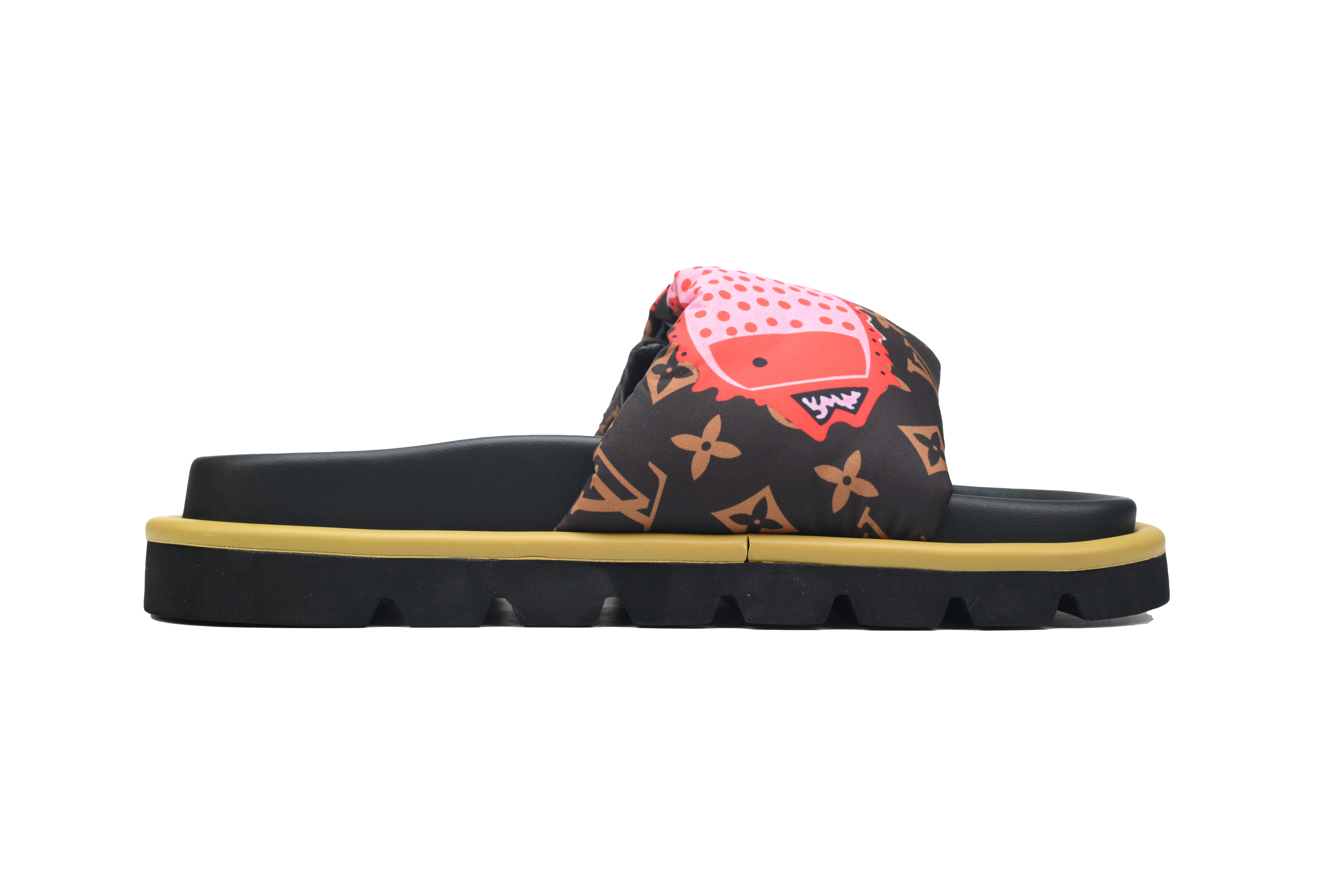  Sun Brown LOUIS VUITTON Velcro Pool Slides Pool Pillow Comfort