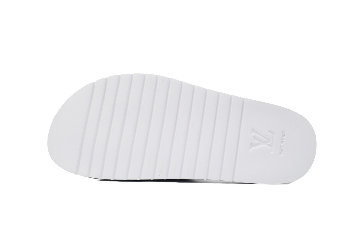  White Embossed LOUIS VUITTON Miami Velcro Pool Slides