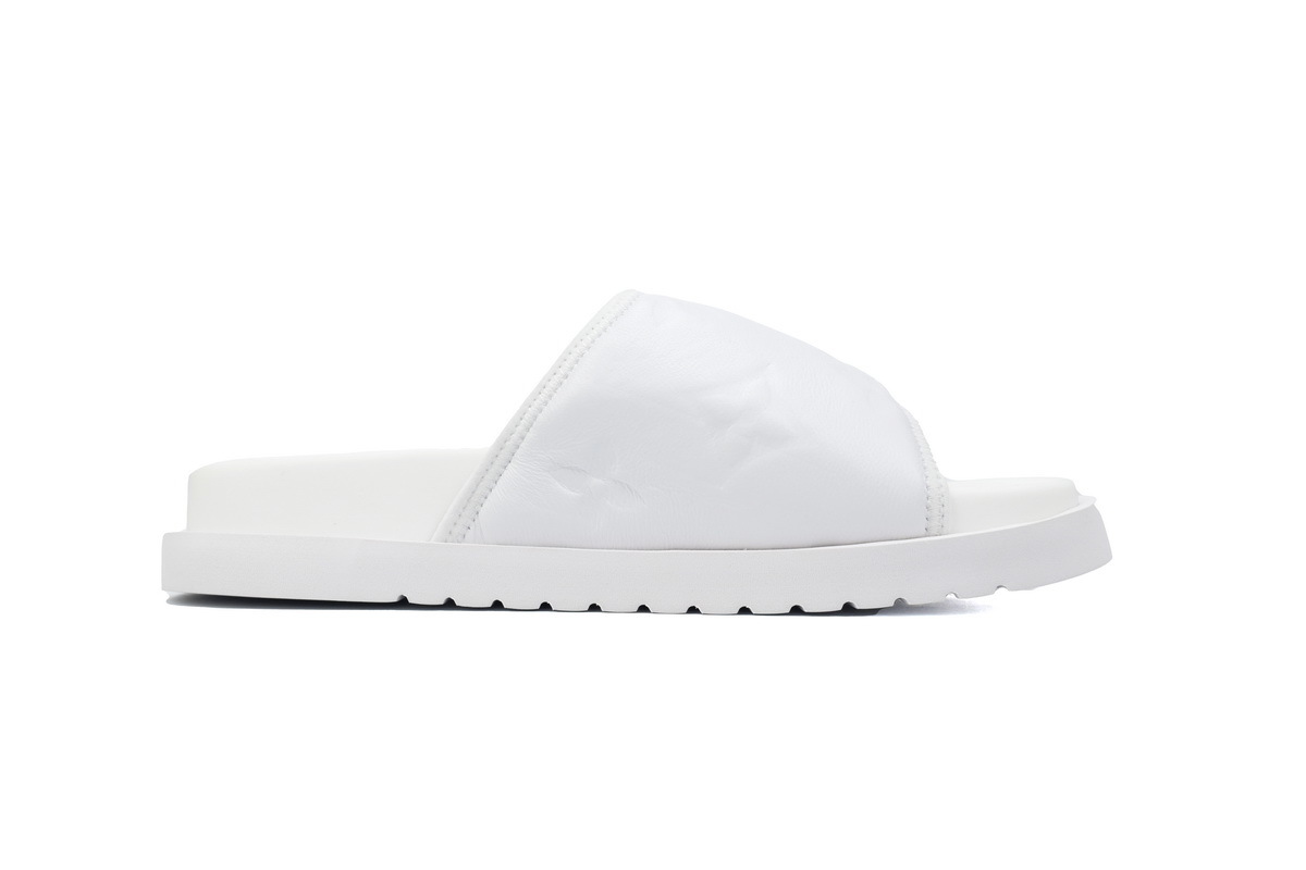  White Embossed LOUIS VUITTON Miami Velcro Pool Slides