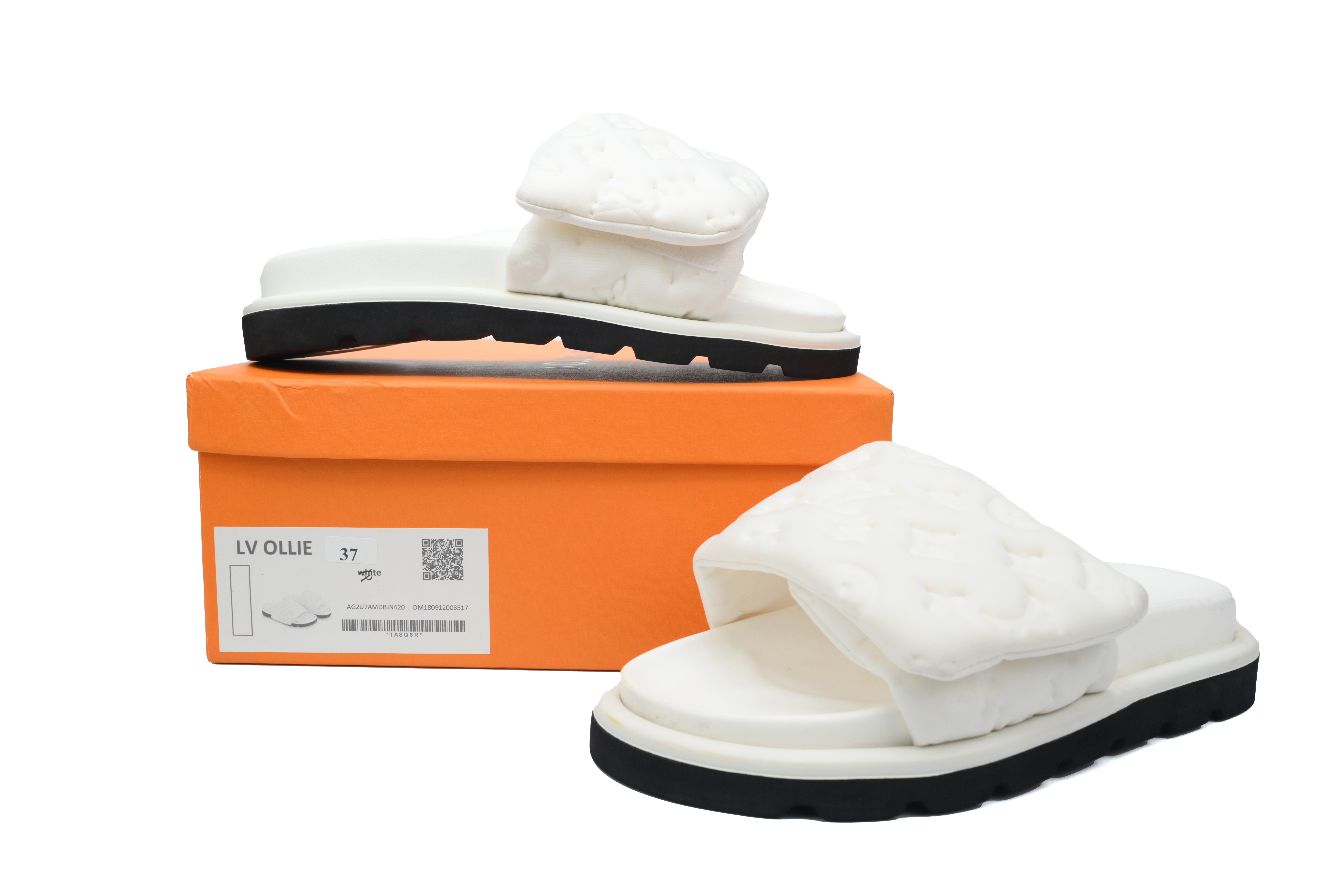  White LOUIS VUITTON Velcro Pool Slides Pool Pillow Comfort