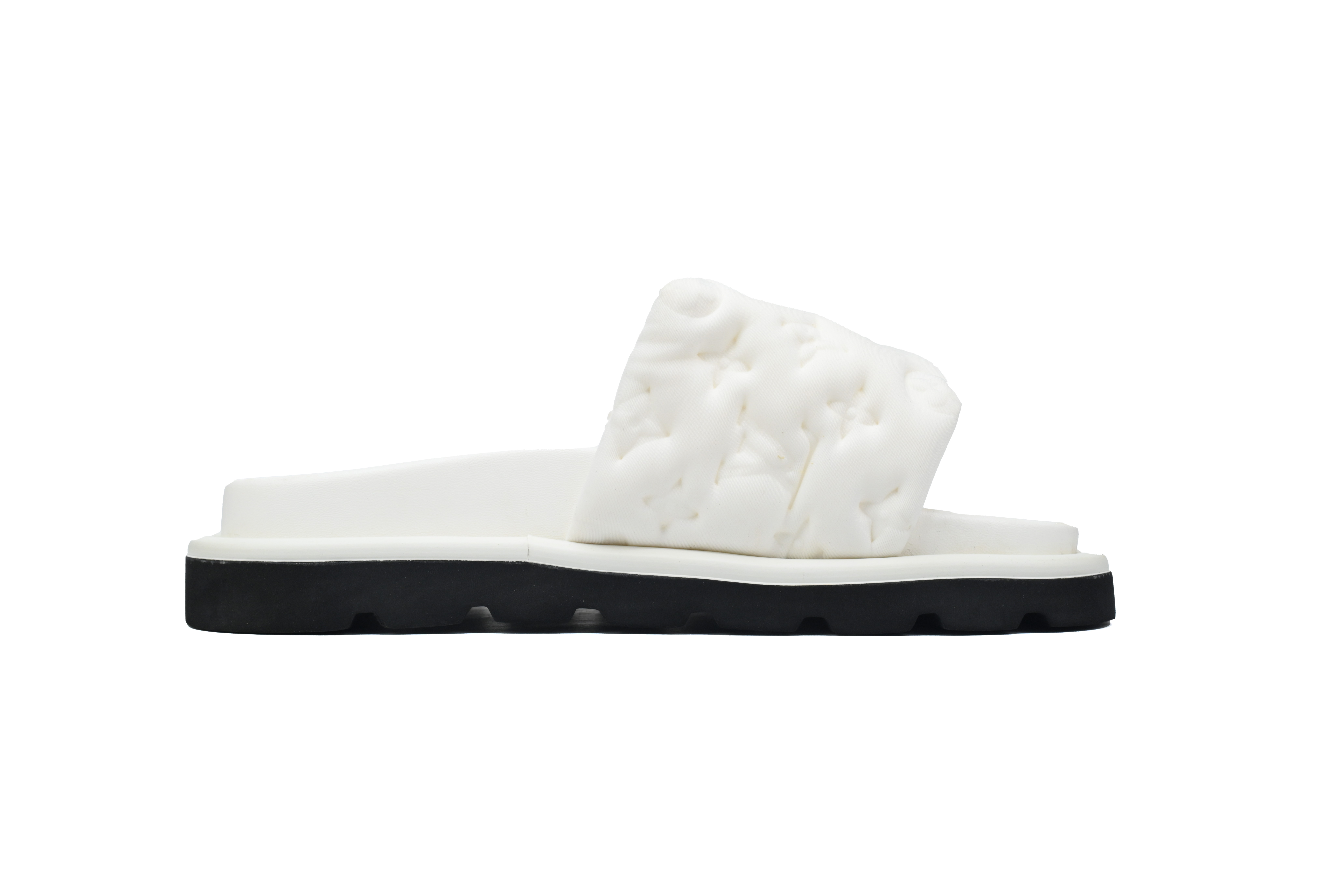  White LOUIS VUITTON Velcro Pool Slides Pool Pillow Comfort