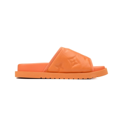  Yellow Embossed LOUIS VUITTON Miami Velcro Pool Slides 02
