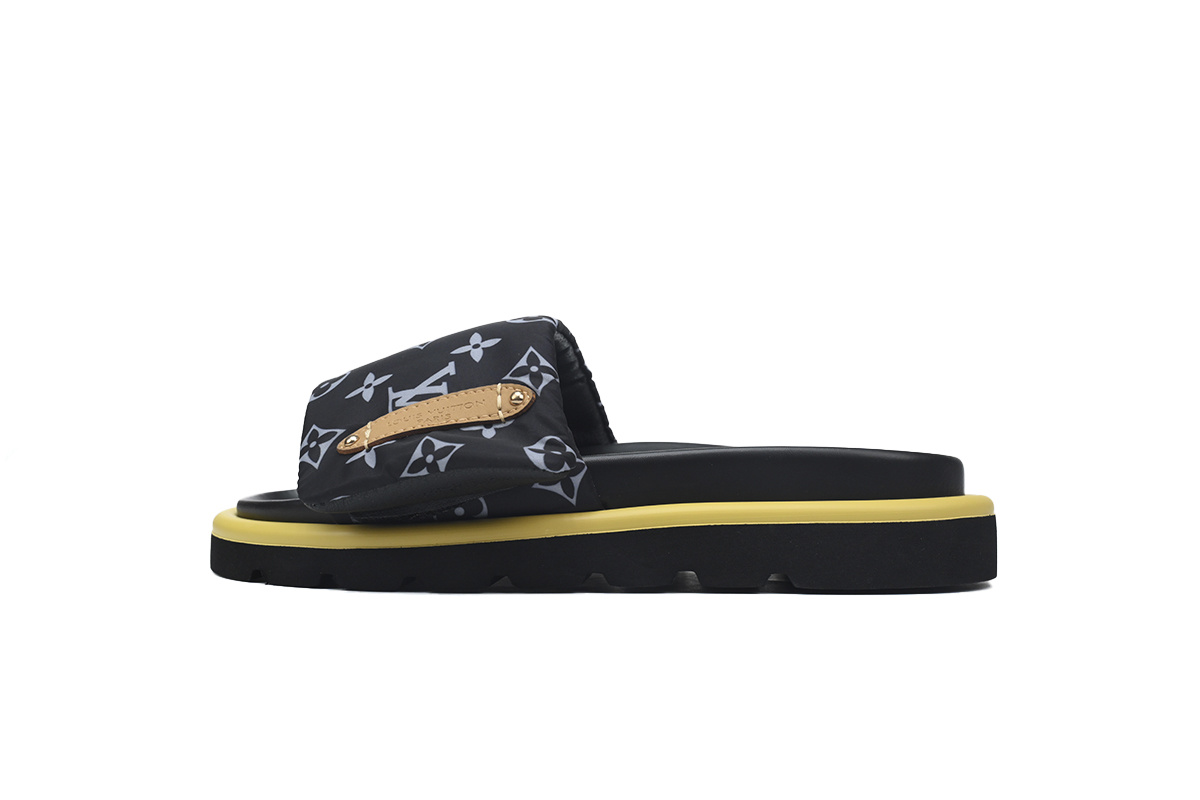  Yellow Label Fabric LOUIS VUITTON Velcro Pool Slides Pool Pillow