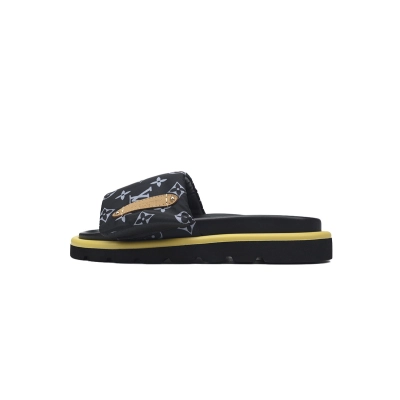  Yellow Label Fabric LOUIS VUITTON Velcro Pool Slides Pool Pillow 01