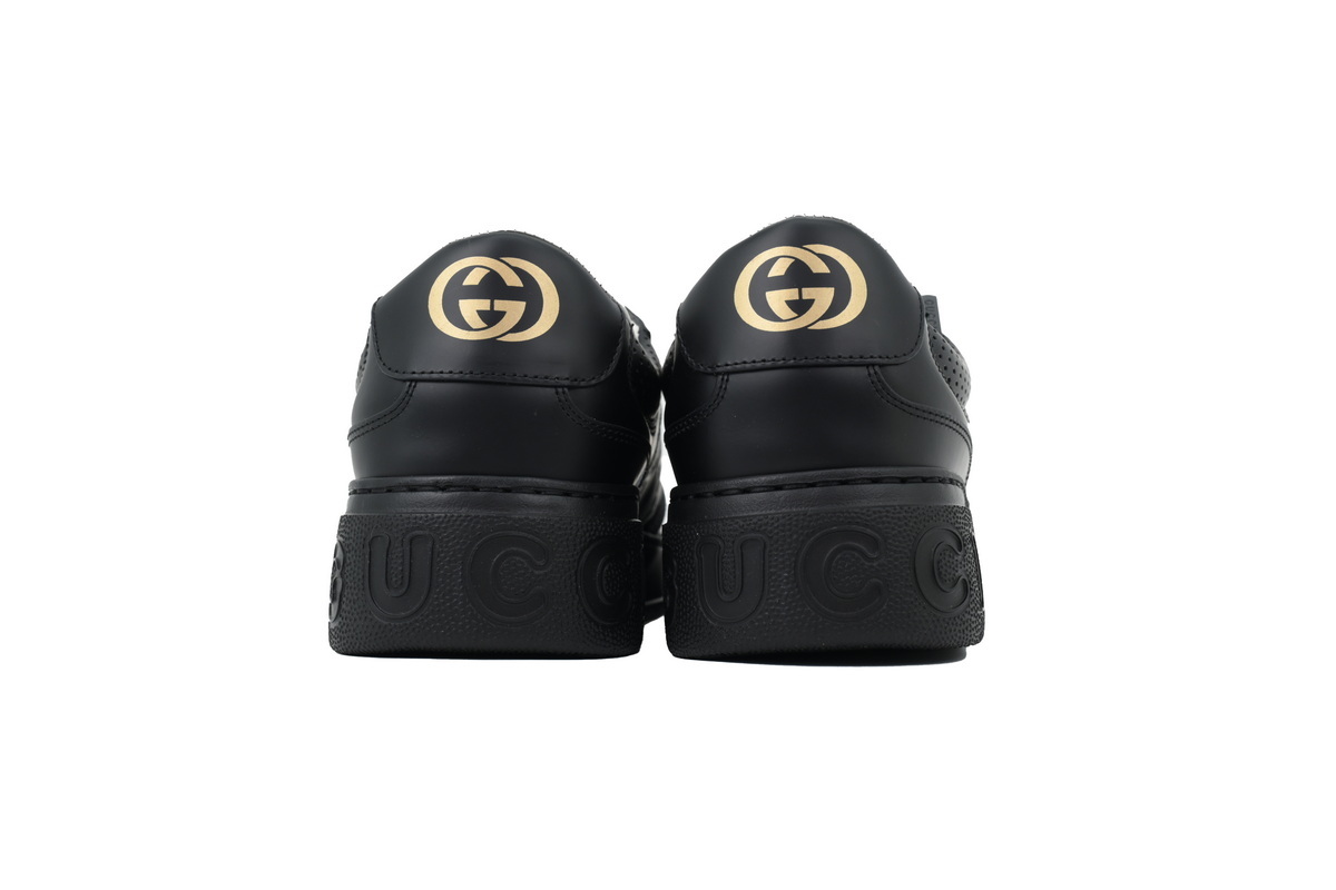 all black Gucci platform biscuit shoes Gucci Chunky B Leather lace-up flat-heeled Sneakers