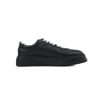 all black Gucci platform biscuit shoes Gucci Chunky B Leather lace-up flat-heeled Sneakers 02