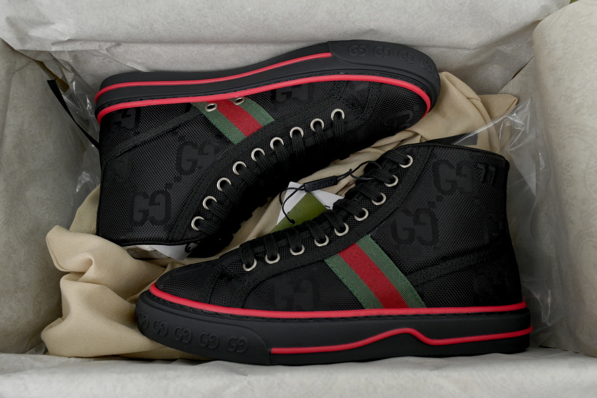 All black high top Gucci 1977 Sneakers Gucci Tennis Off The Grid High-top sports fashion sneakers