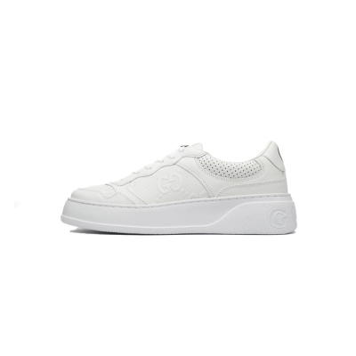 all white Gucci platform biscuit shoes Gucci Canvas leather Sneakers 01