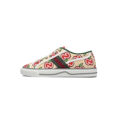 Beige Gucci 1977 Sneakers Gucci Tennis Canvas GG Apple print low-top fashion sneakers 01
