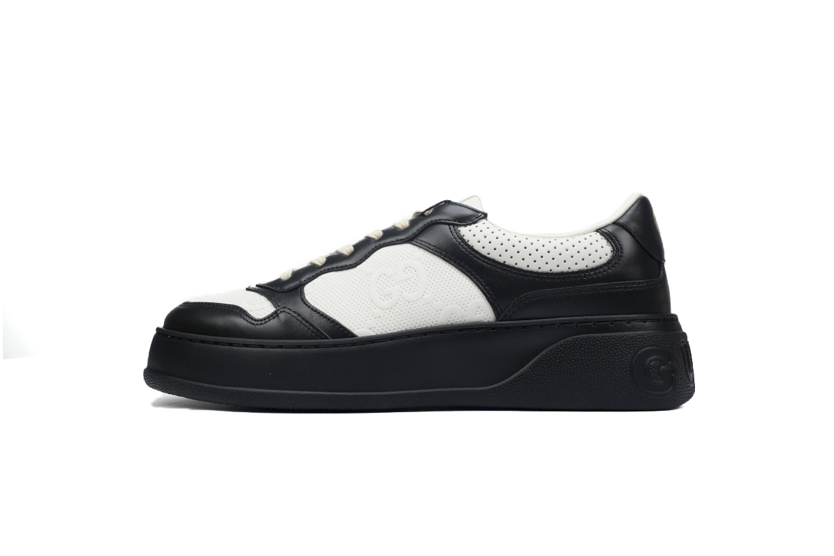 black and white Gucci platform biscuit shoes Gucci Chunky B GG Embossed Sneakers