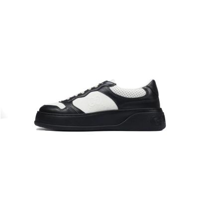 black and white Gucci platform biscuit shoes Gucci Chunky B GG Embossed Sneakers 01