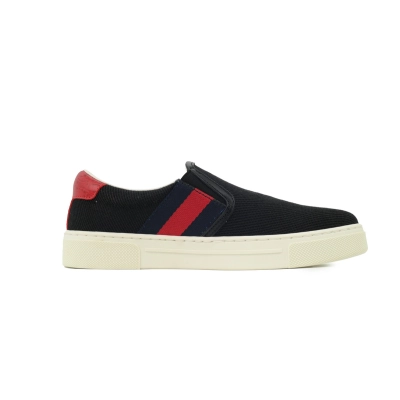 Black Gucci ACE Canvas Slip-On Shoes 02
