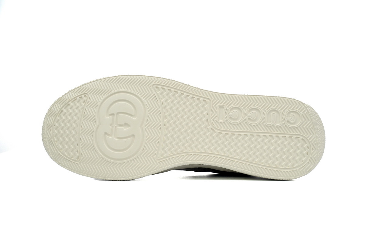 carbon brown Gucci platform biscuit shoes Gucci Leather low-top lace-up Sneakers