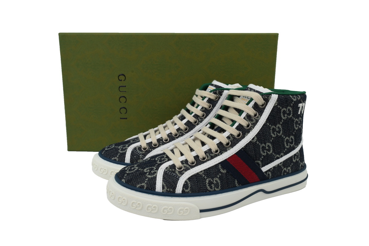 Denim blue high top Gucci 1977 Sneakers Gucci Tennis High-top sports fashion sneakers