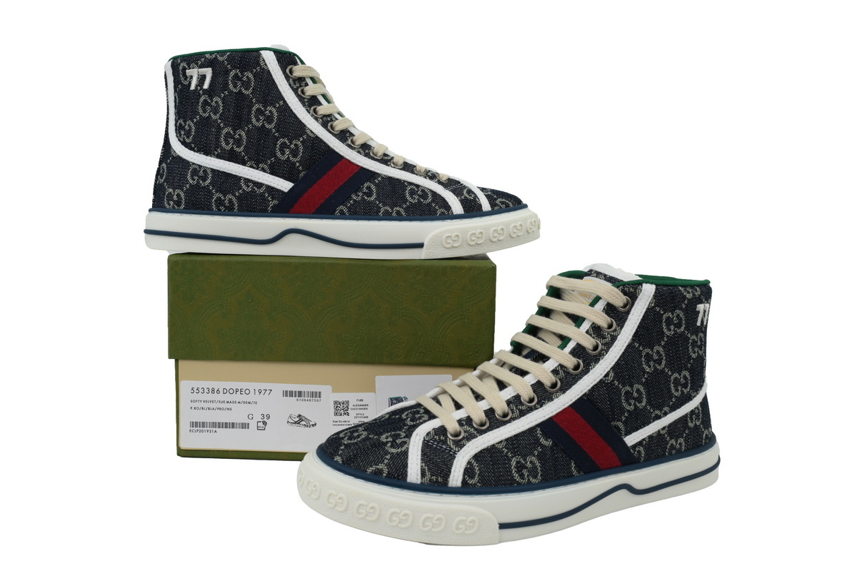 Denim blue high top Gucci 1977 Sneakers Gucci Tennis High-top sports fashion sneakers