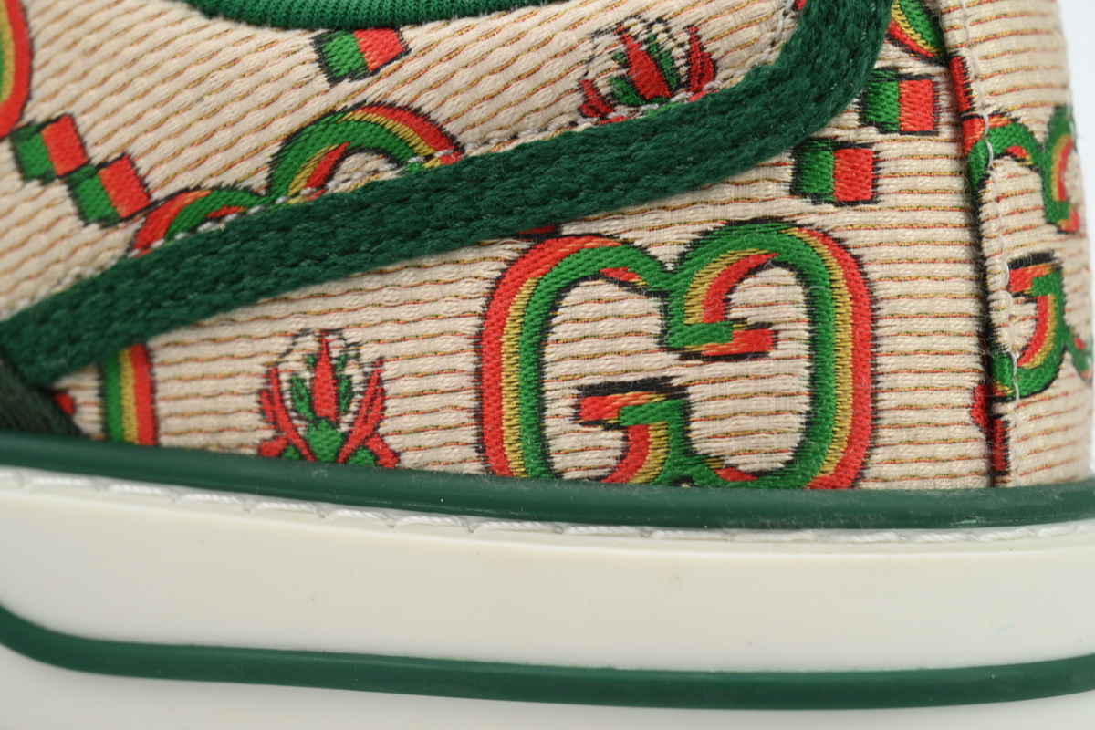 Green flower color matching Gucci 1977 Sneakers Gucci Tennis 100th Anniversary casual fashion sneakers