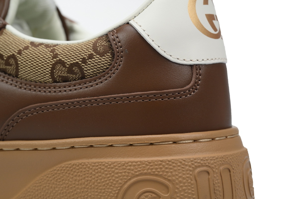 khaki brown Gucci platform biscuit shoes Gucci Chunky B Sneakers