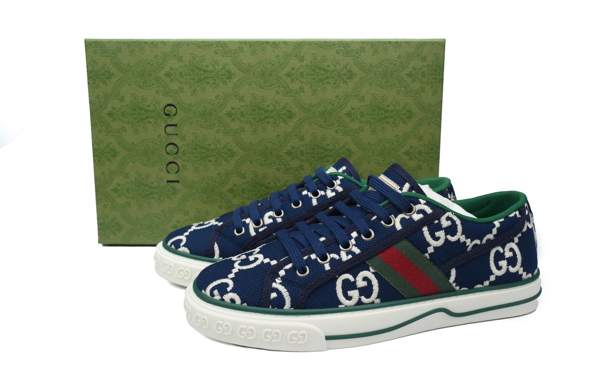 Navy blue and green bottom line Gucci 1977 Sneakers Gucci Tennis Logo printed casual fashion sneakers