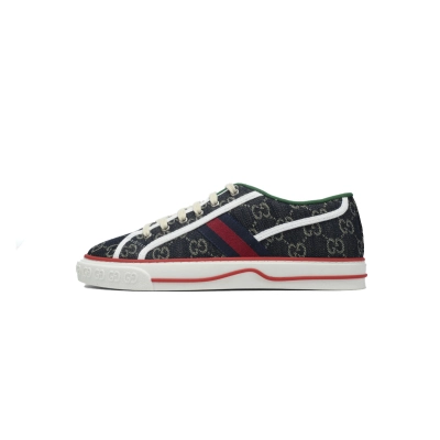 Navy blue and red bottom line Gucci 1977 Sneakers Gucci Tennis Denim Low top fashion sneakers 01