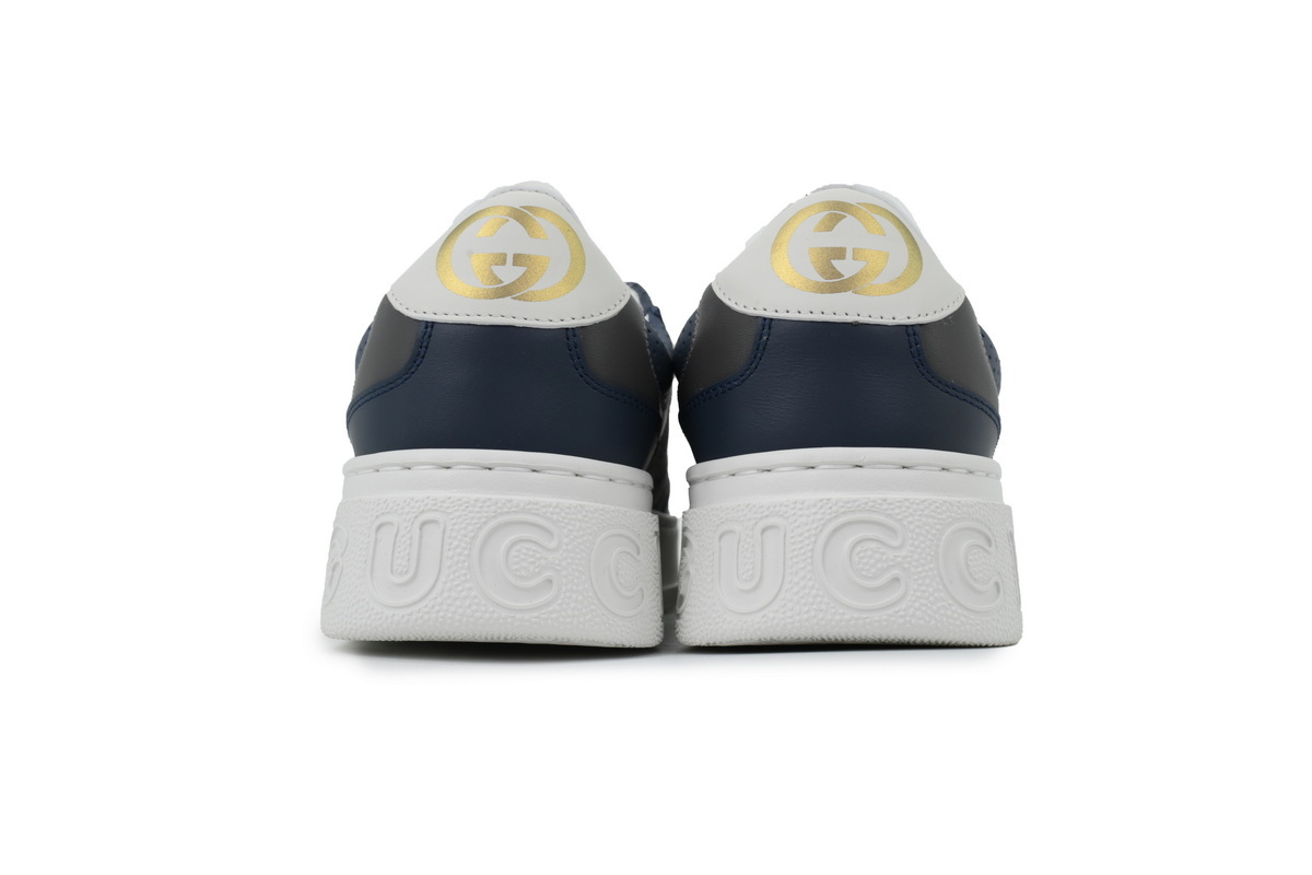 navy blue Gucci platform biscuit shoes Gucci Round toe lace-up low-top Sneakers