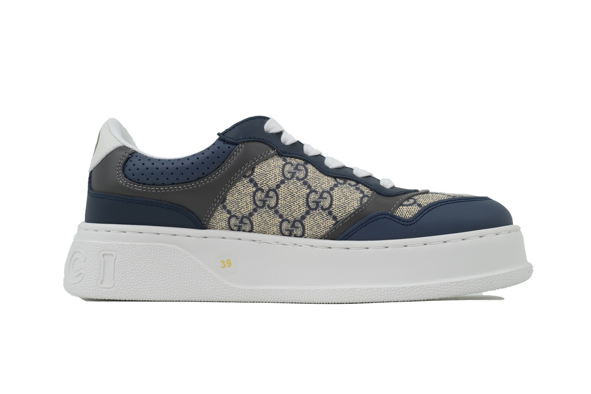 navy blue Gucci platform biscuit shoes Gucci Round toe lace-up low-top Sneakers