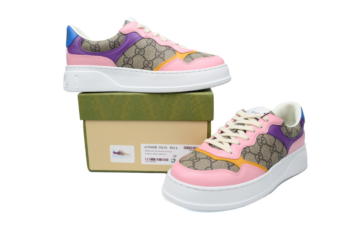 Purple color matching Gucci platform biscuit shoes Gucci Pair Low-top Lace-up Sneakers