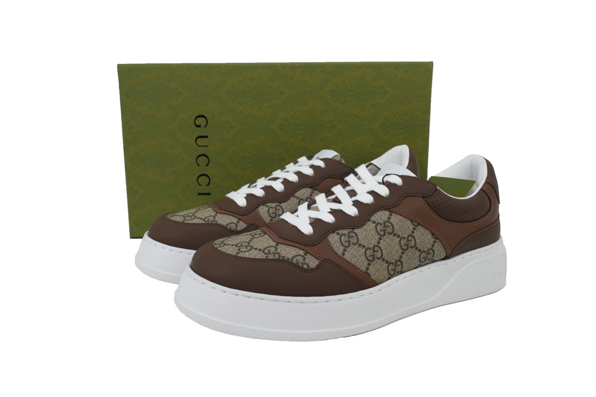 white brown Gucci platform biscuit shoes Gucci Canvas round toe Sneakers