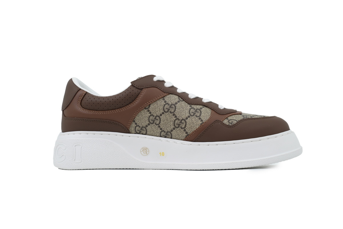 white brown Gucci platform biscuit shoes Gucci Canvas round toe Sneakers