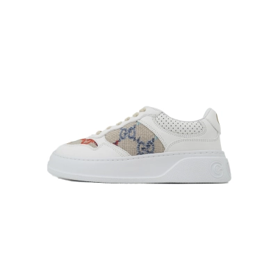 white embroidery Gucci platform biscuit shoes Gucci GG Leather Sneakers 01