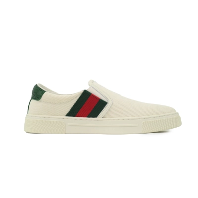 White Gucci ACE Canvas Slip-On Shoes 02