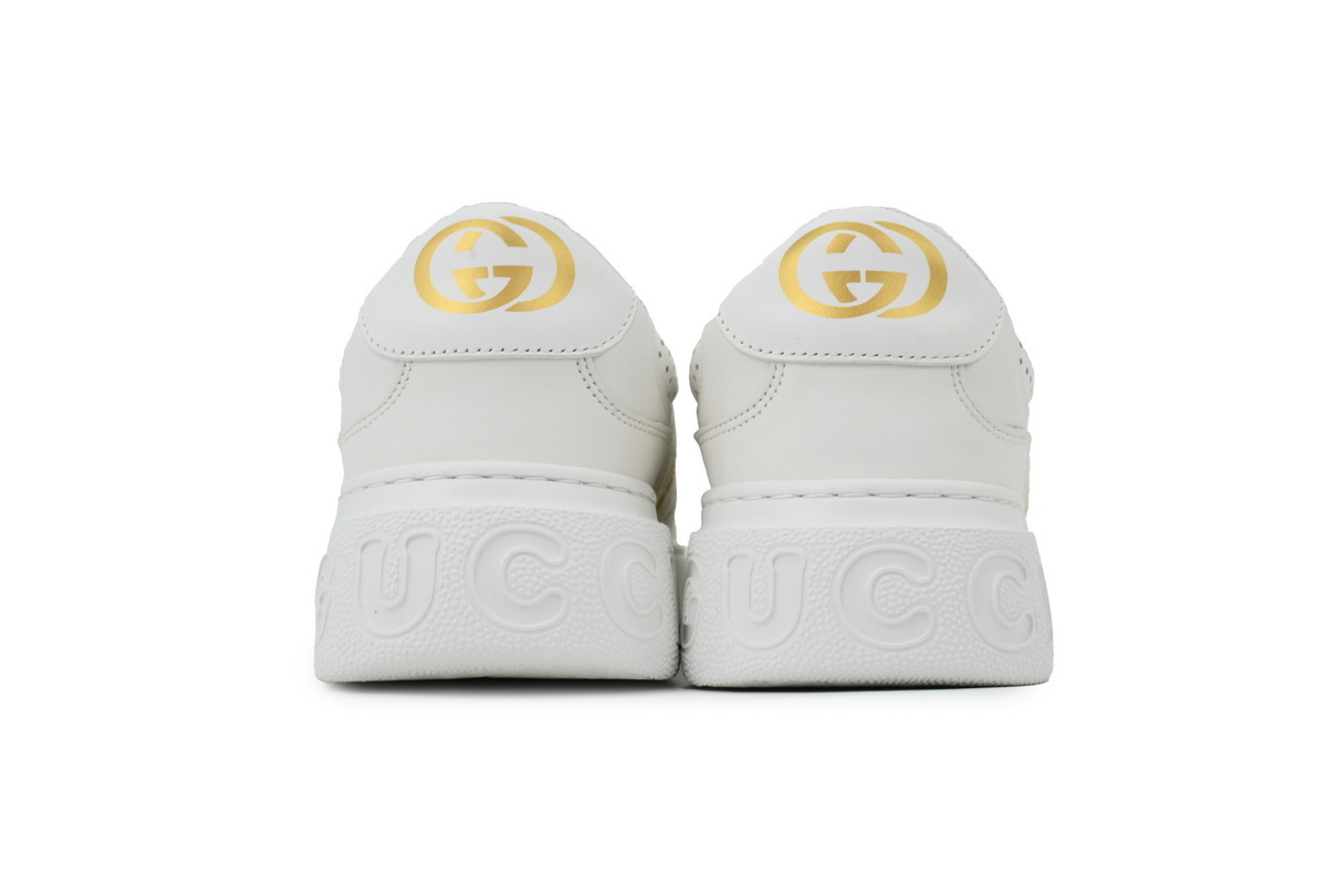 White Gucci platform biscuit shoes Gucci Leather round-toe lace-up low-top Sneakers