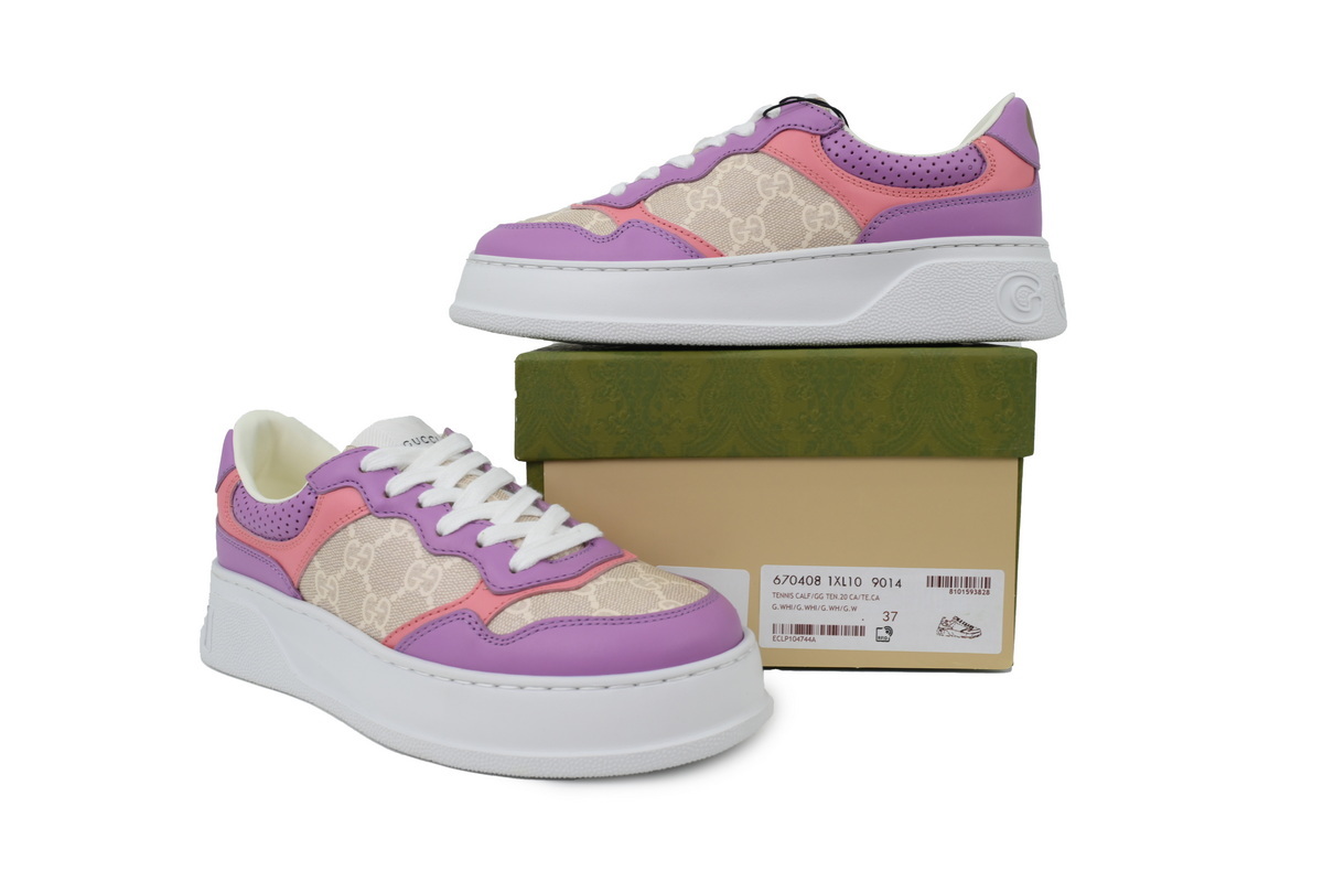 white purple Gucci platform biscuit shoes Gucci Chunky B Comfortable Sneakers